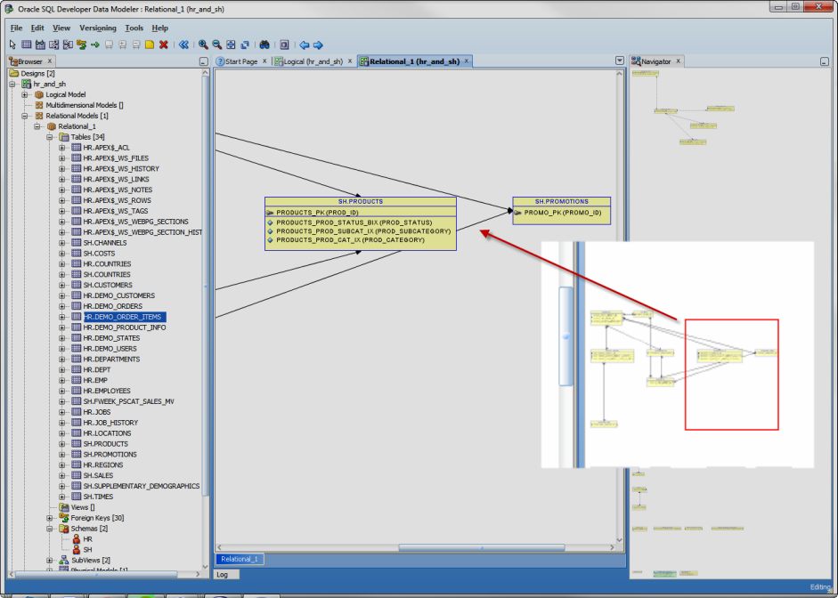 SQL Developer Data Modeler Navigator Can Get You There I Bet!