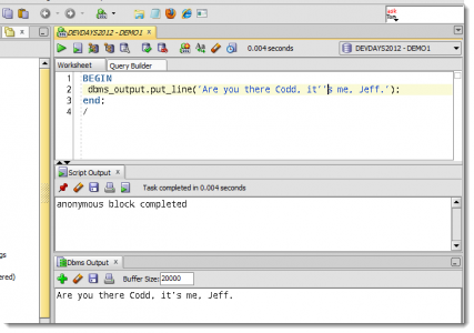 DBMS_OUTPUT in SQL Developer