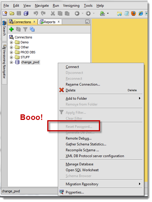 Resetting Your Oracle User Password With SQL Developer