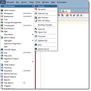 How to Open the Data Modeler in Oracle SQL Developer